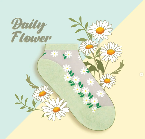 Chaussettes Socket Transparent Marguerite