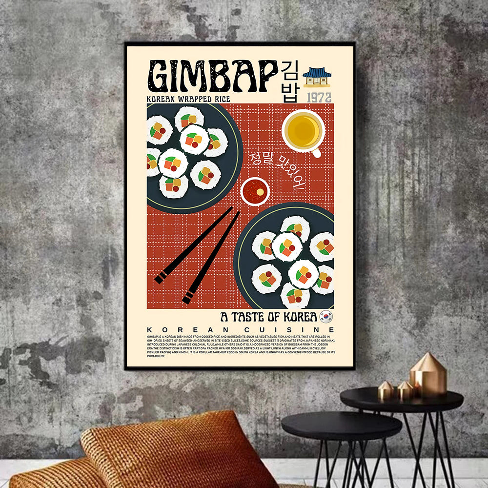 Poster for Sale avec l'œuvre « Nourriture coréenne » de l'artiste  CreativeRinArt