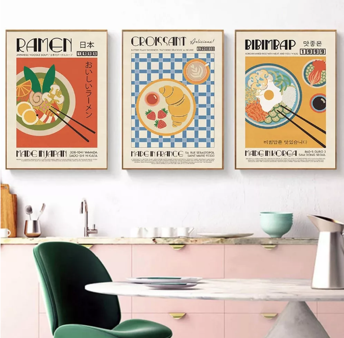 Poster for Sale avec l'œuvre « Nourriture coréenne » de l'artiste  CreativeRinArt